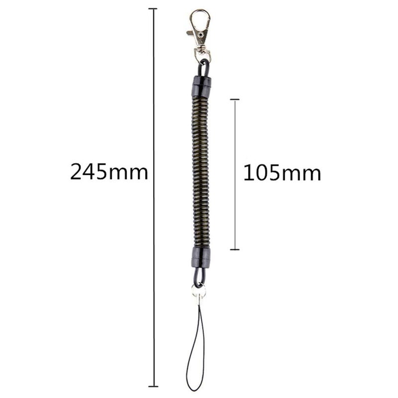 Funny live 10 Pcs Spring Rope Keychains Black Spring Stretchy Coil Cord Strap Keychain Cellphone Snap Hook Cord Retractable Key Ring with Metal Lobster Clasp (Black) - Image 2